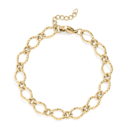 Hammered Oval Chain Bracelet