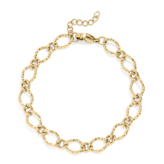 Hammered Oval Chain Bracelet