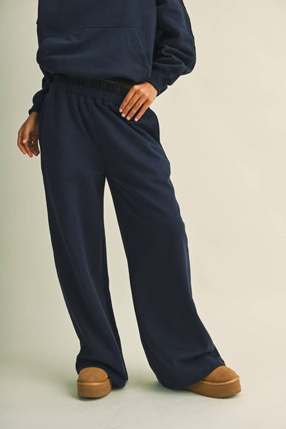 Plaid Double Layered Wide Leg Sweatpants