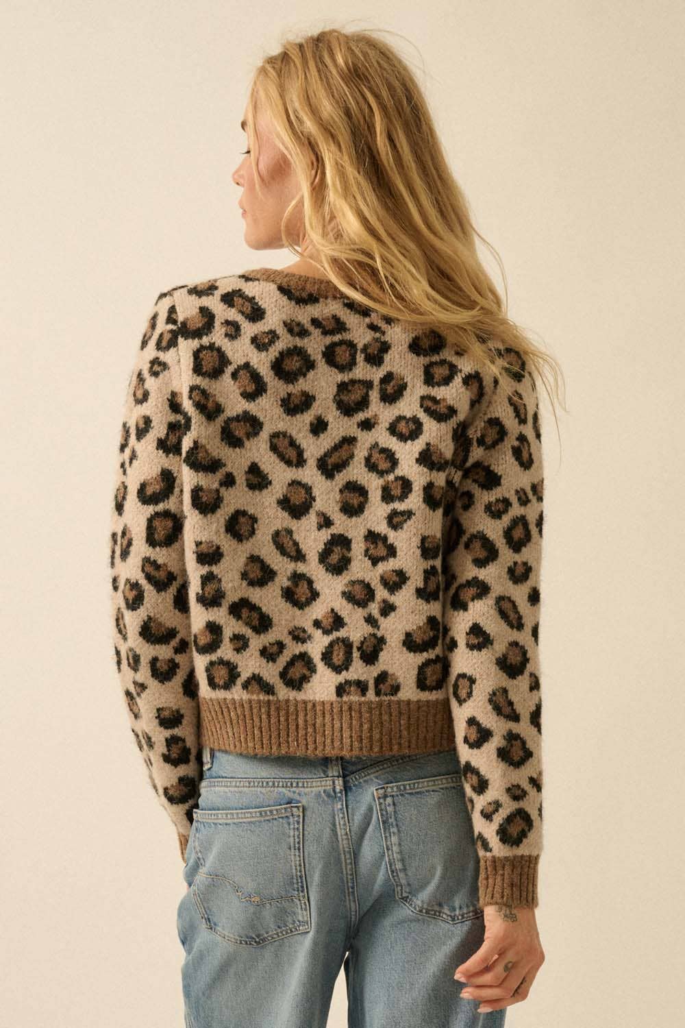Leopard Button-Front Cardigan