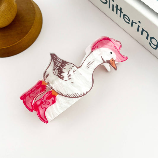 Whimsical Cowboy Duck Hair Claw Clip