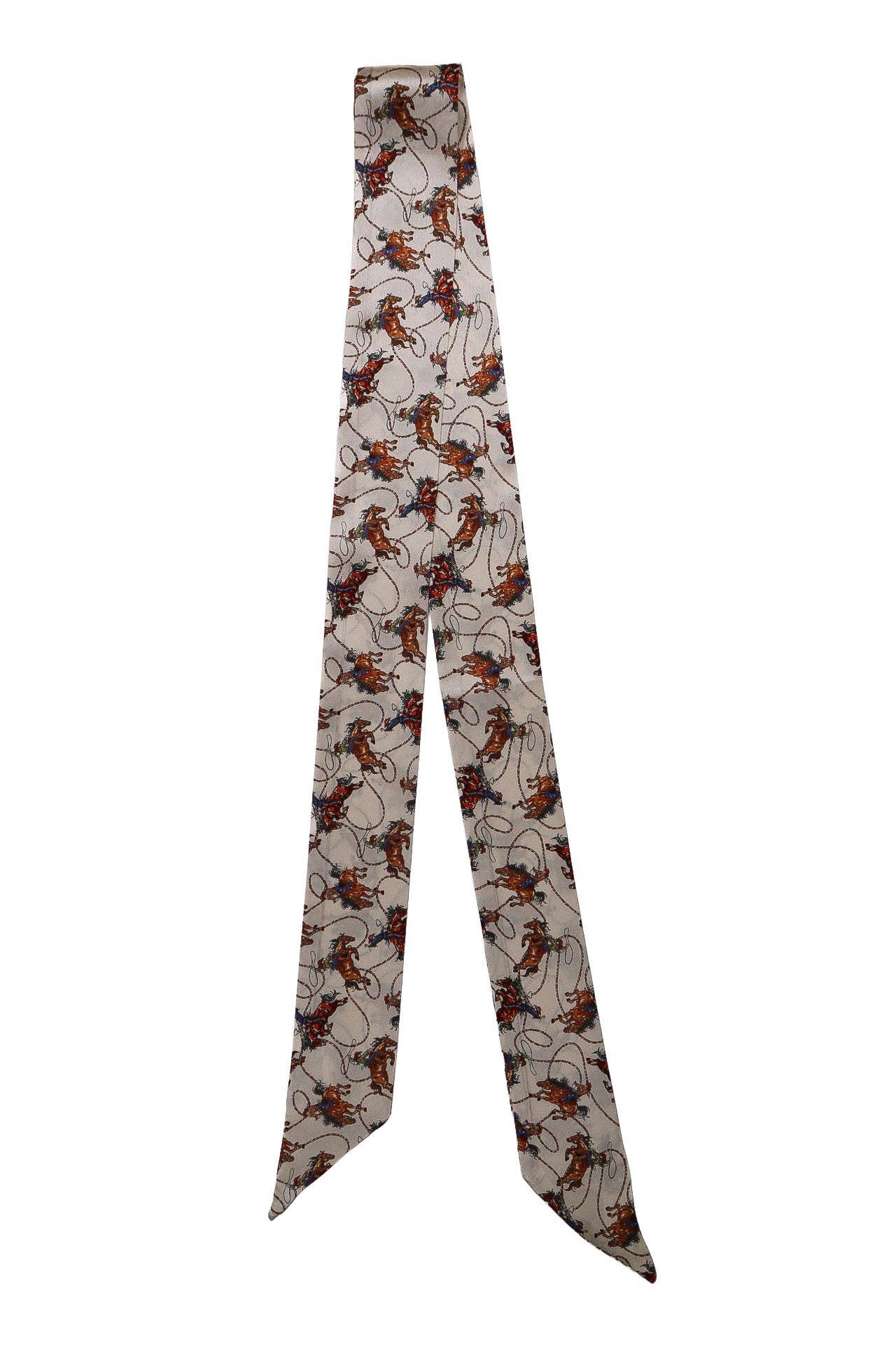 Silk Twilly Scarf w/ Bucking Cowgirls & Rope Pattern