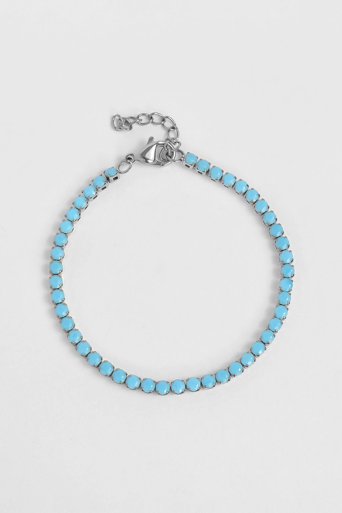 Stainless Steel Turquoise Rhinestone Tennis Bracelet