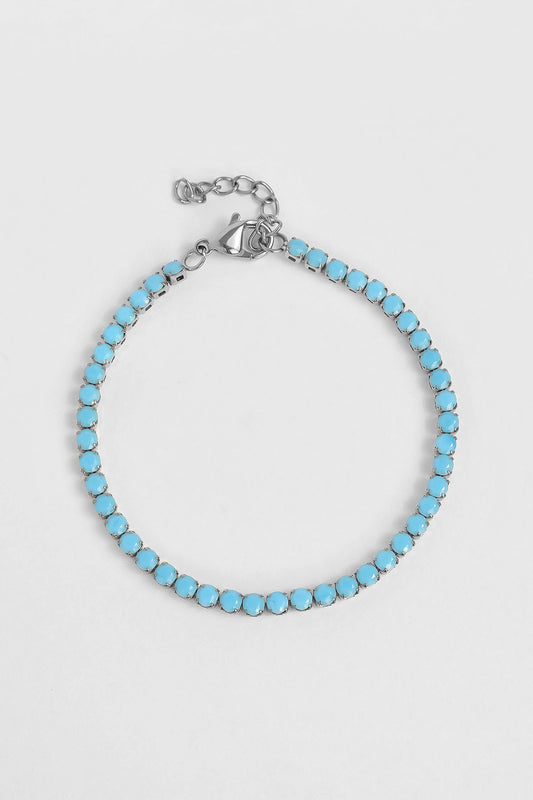 Stainless Steel Turquoise Rhinestone Tennis Bracelet