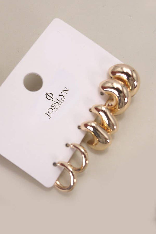 Bubble Hoop Huggie Trio