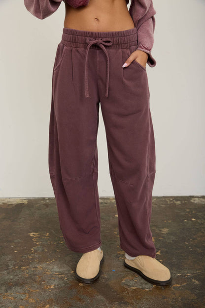 Smocked Waist Barrelled Sweatpants