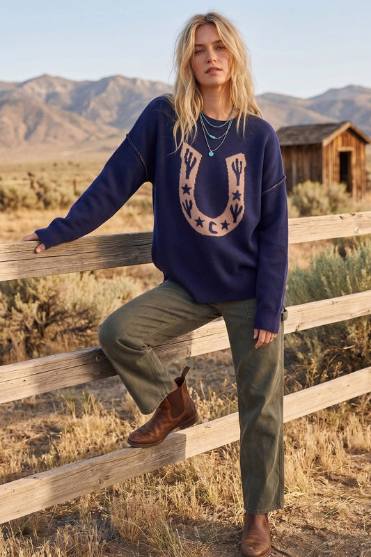 Western Horseshoe Knit Sweater