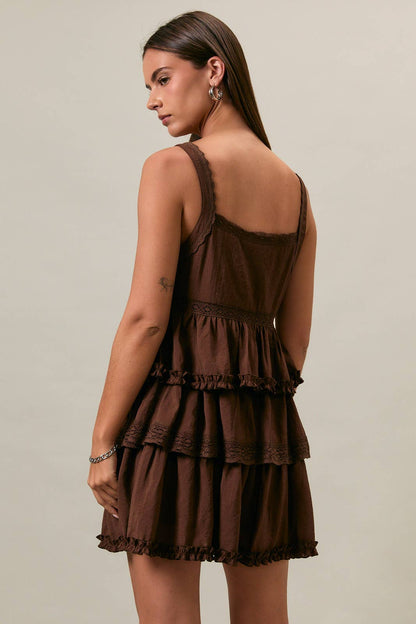 V-NECK TIERED MINI DRESS
