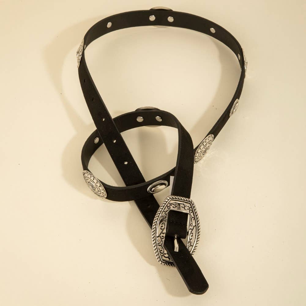 Concho Suede Western Vegan Leather Belt