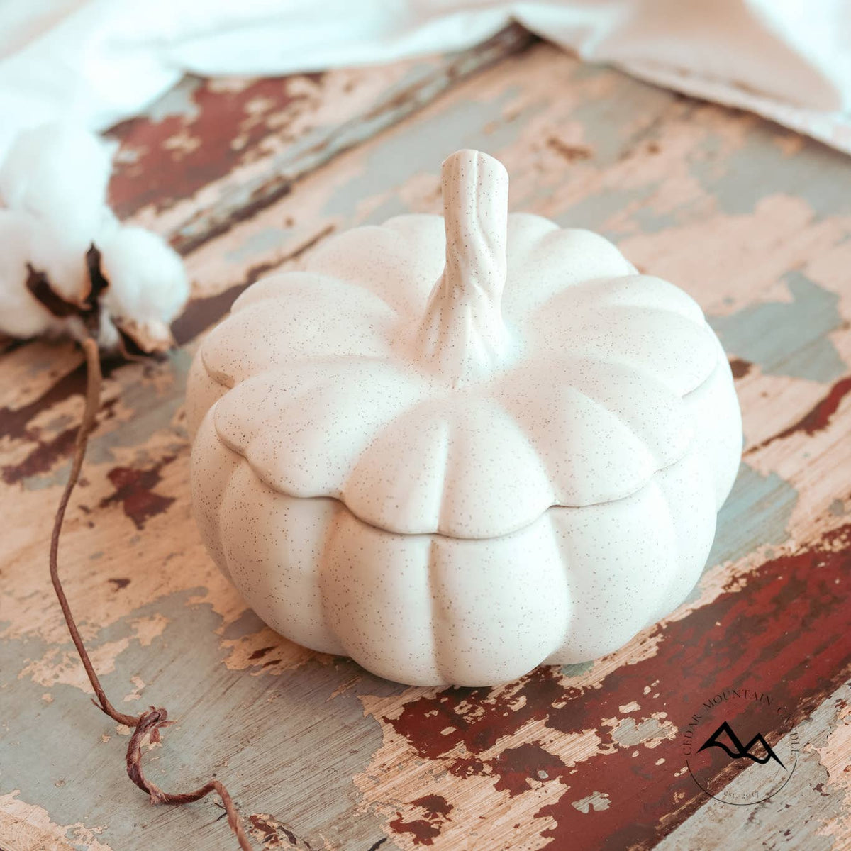 Ceramic Pumpkin Soy Candle with Lid