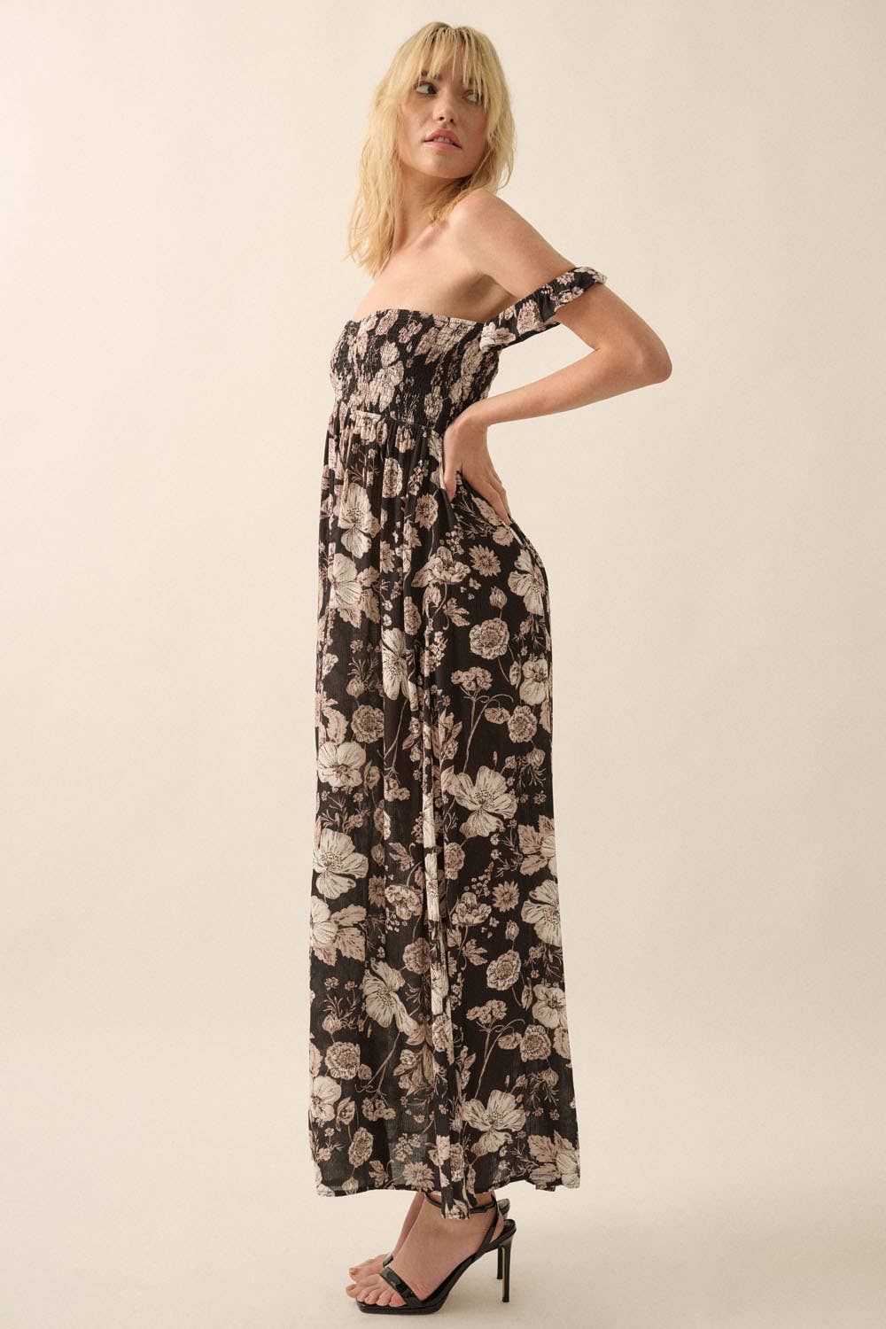 Floral Sweetheart Empire-Waist Maxi Dress