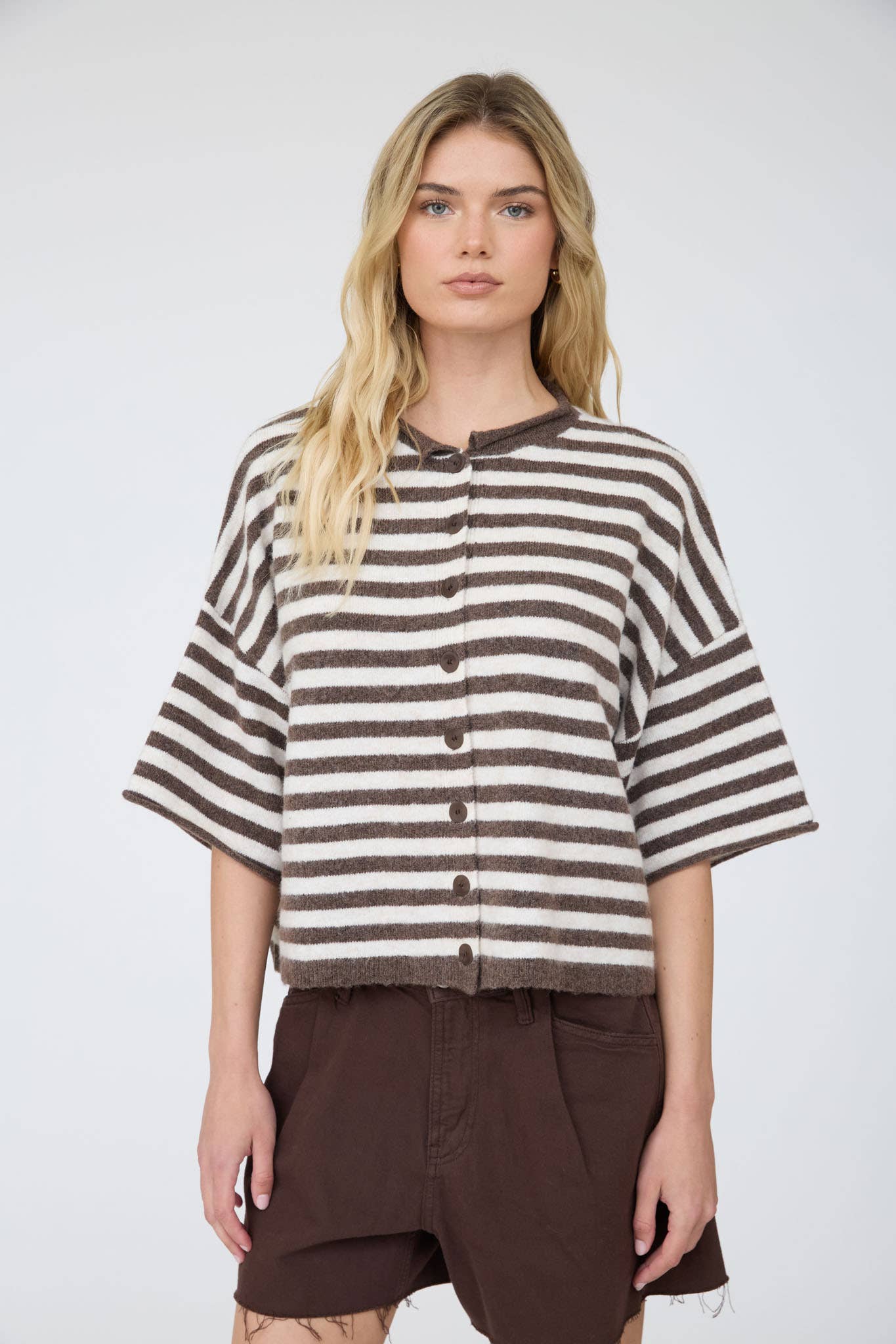 Short Sleeve Button Down Cardigan