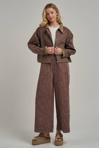 FALL VINTAGE LEOPARD WIDE LEG PANTS