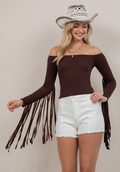 Off The Shoulder Fringe Top