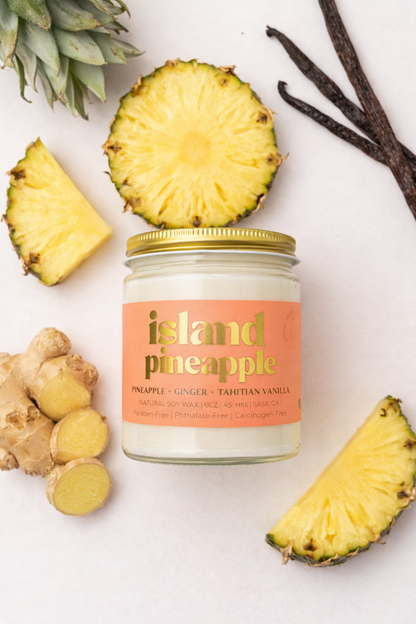 ISLAND PINEAPPLE | NON TOXIC SOY WAX CANDLE | SUMMER COLLECTION: 8OZ - SINGLE WICK