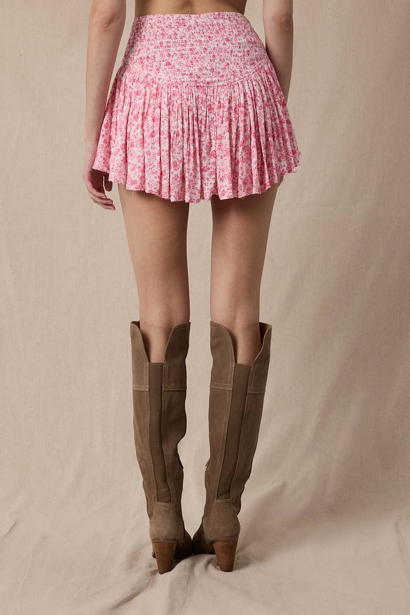 Floral Corset Crossed Skort