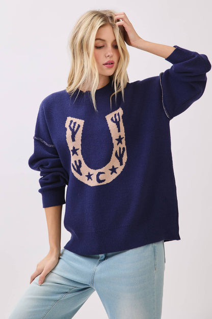 Western Horseshoe Knit Sweater