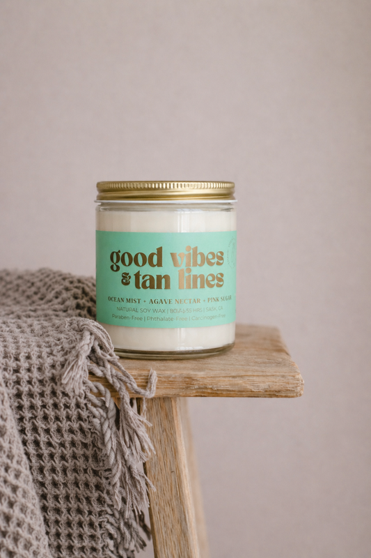 GOOD VIBES & TAN LINES | NON TOXIC SOY WAX CANDLE | SUMMER COLLECTION