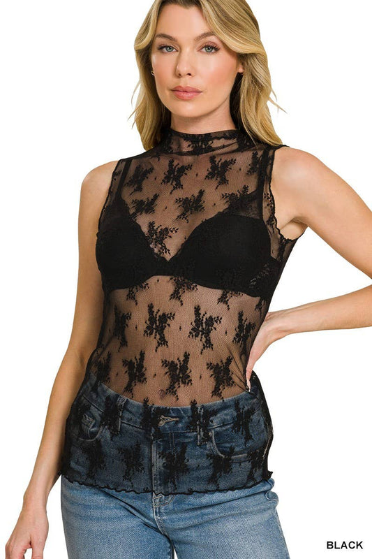 Lace See-through Layering Sleeveless Top
