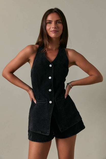VEST-STYLE ROMPER WITH MICRO SHORTS