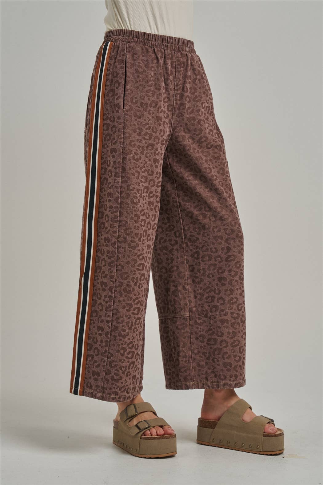 FALL VINTAGE LEOPARD WIDE LEG PANTS