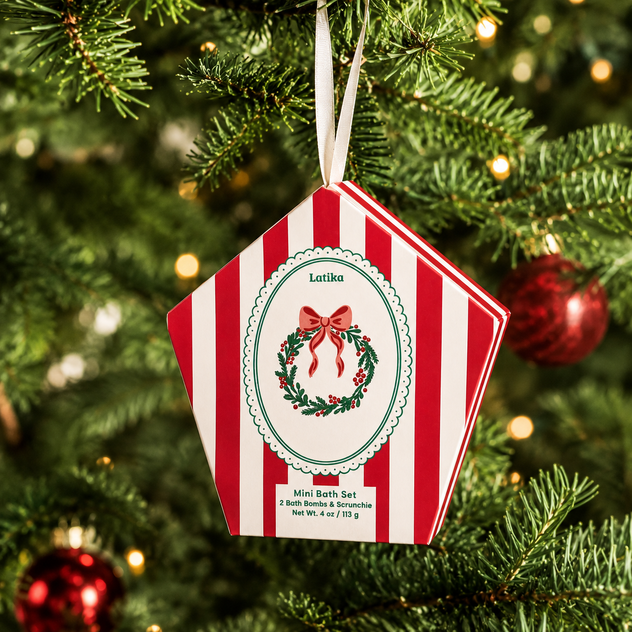 Christmas Bath Bomb Gift Set - Wreath Stocking Stuffer Box