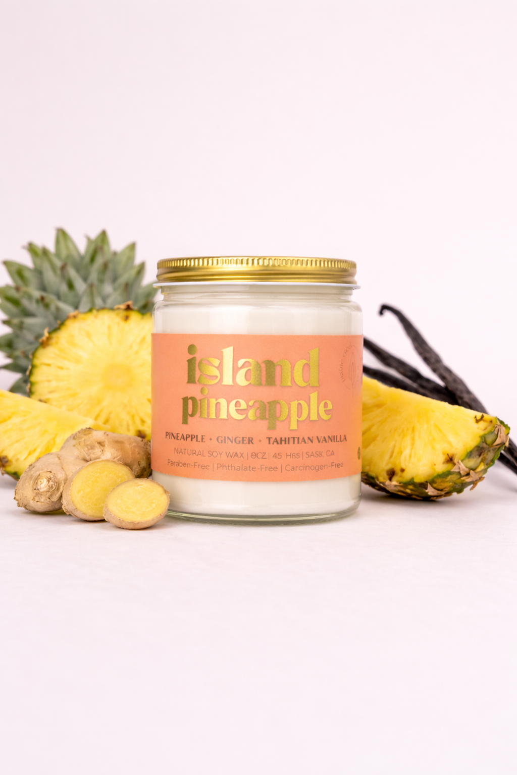 ISLAND PINEAPPLE | NON TOXIC SOY WAX CANDLE | SUMMER COLLECTION: 8OZ - SINGLE WICK
