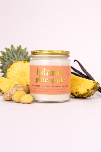 ISLAND PINEAPPLE | NON TOXIC SOY WAX CANDLE | SUMMER COLLECTION: 8OZ - SINGLE WICK