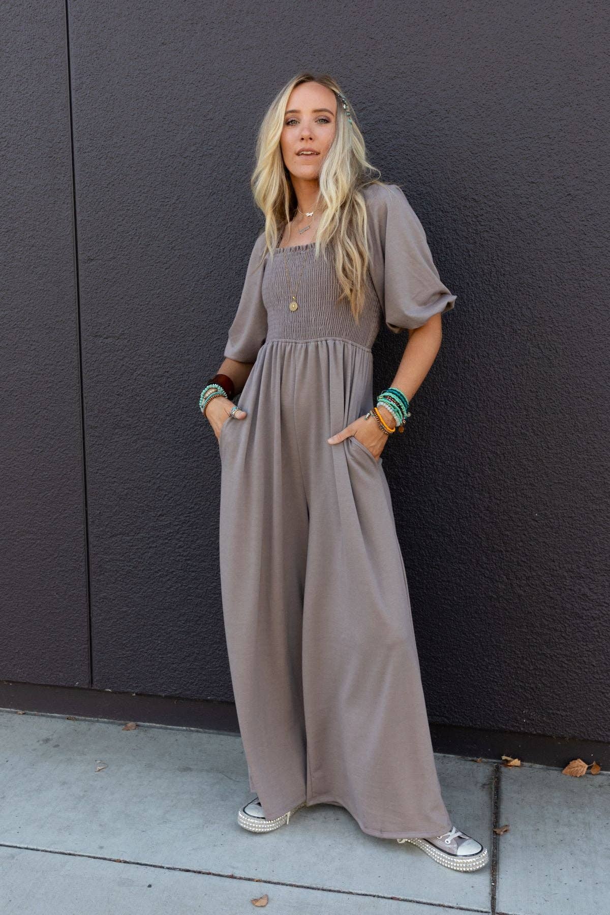 Nick Of Time Smocked Jumpsuit