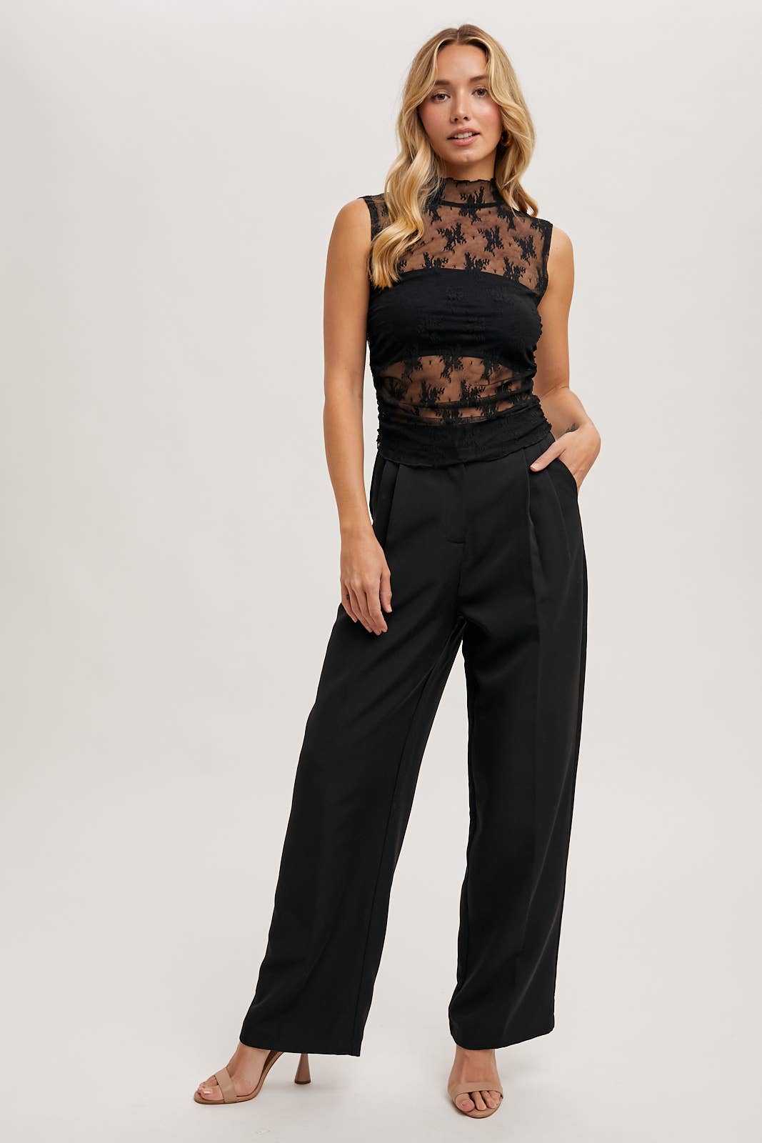 Pleated Wide Leg Trouser