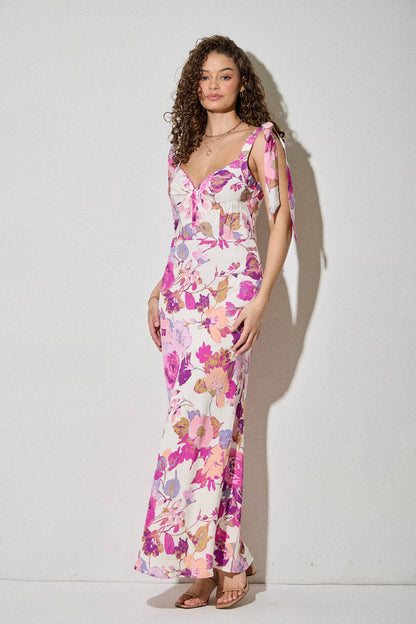 Romantic Vintage Floral Summer Midi Dress