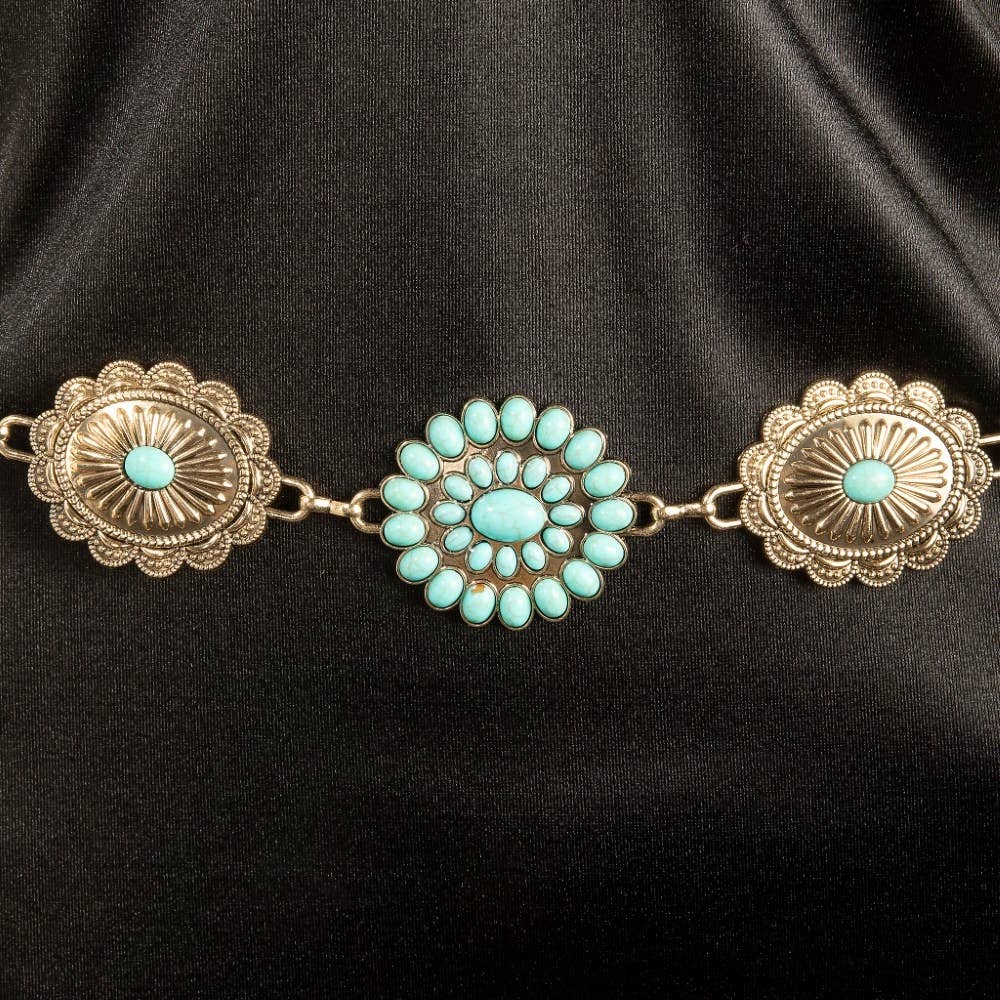 Mix Pattern Turquoise Concho Belt