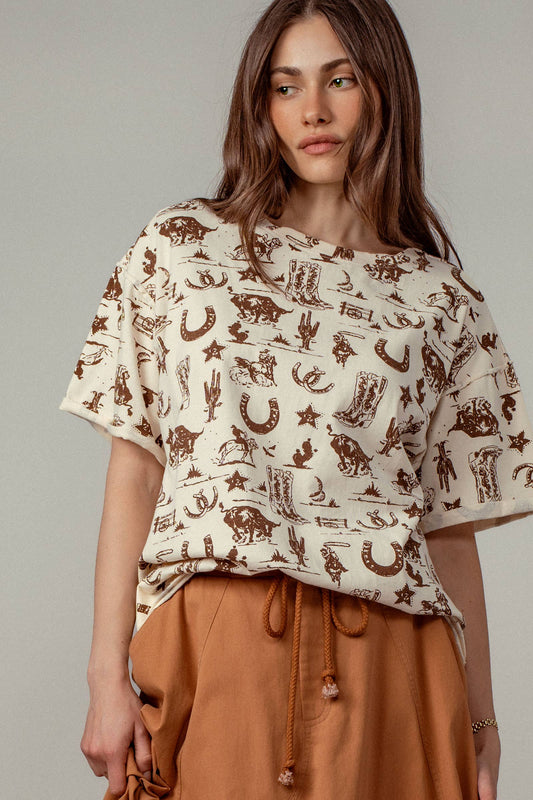 Western Graphic Print Relaxed Fit Tee