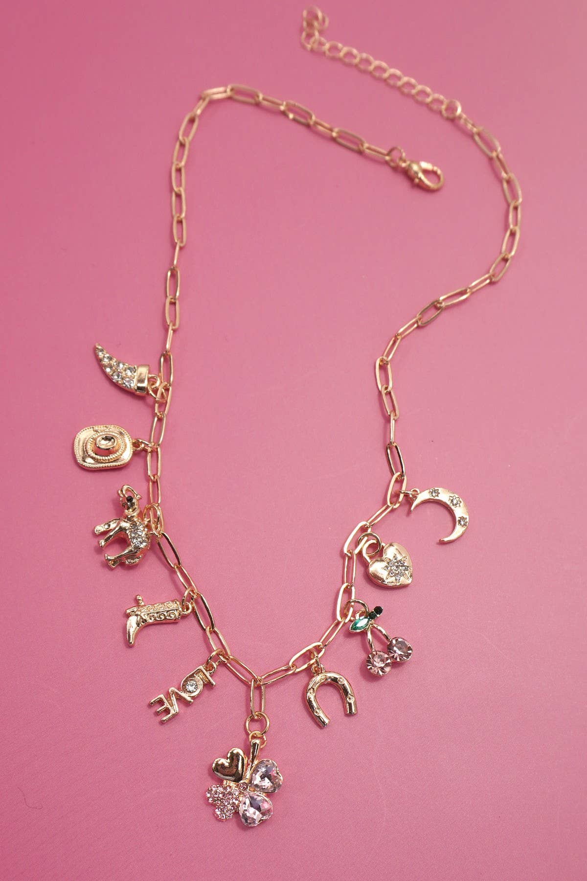 Pink Cowgirl Charm Necklace