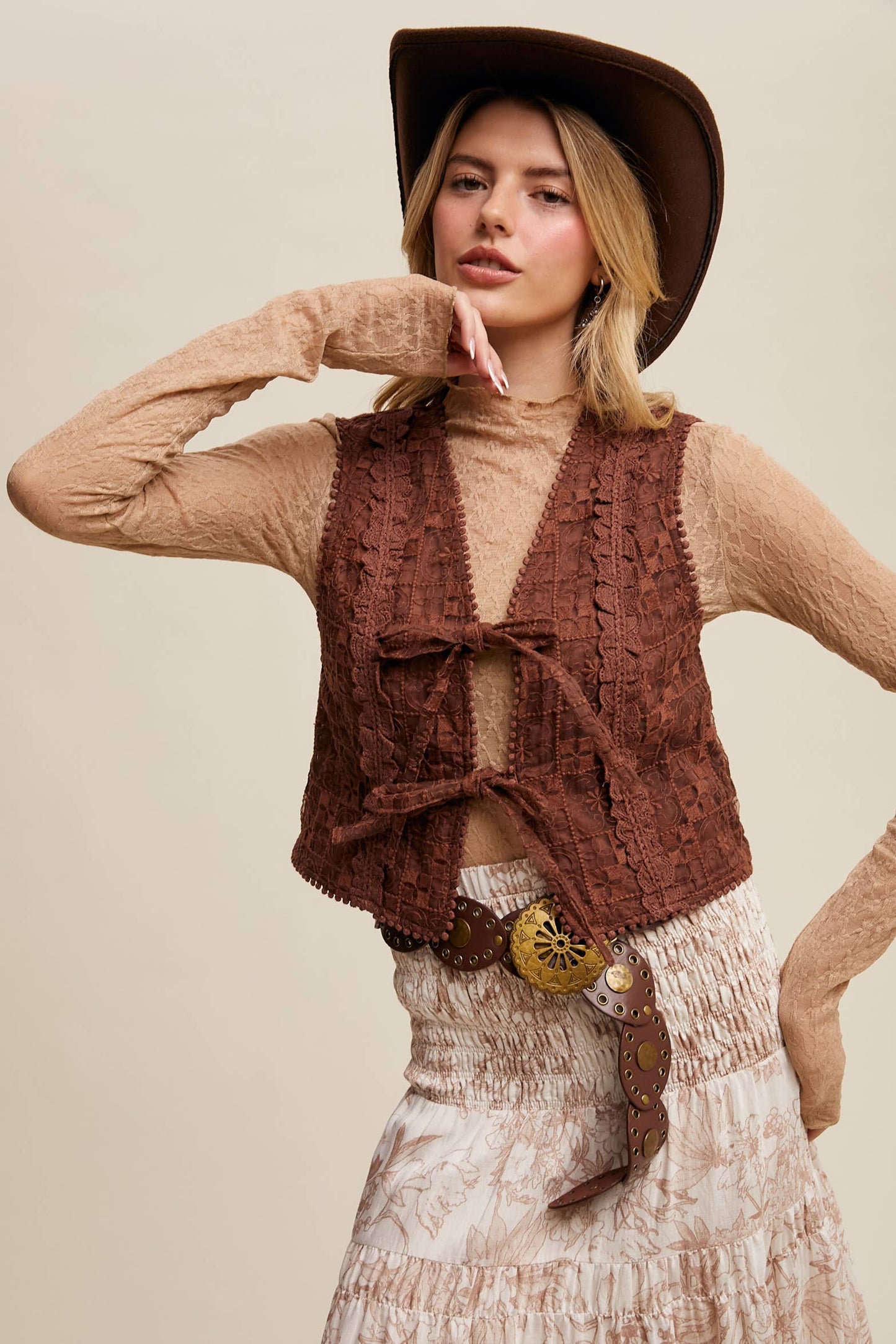Embroidered Lace Vest