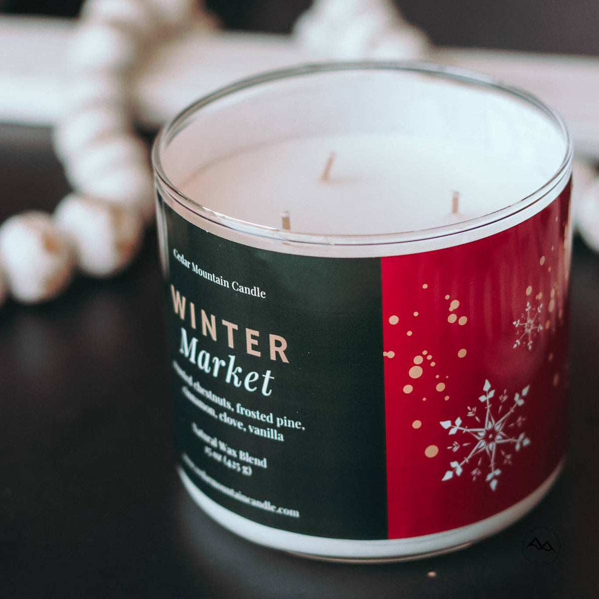 Winter Market - 3 Wick Jar Candle - Wrap Around Label