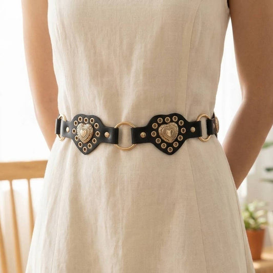 Heart Leather Chain Belt