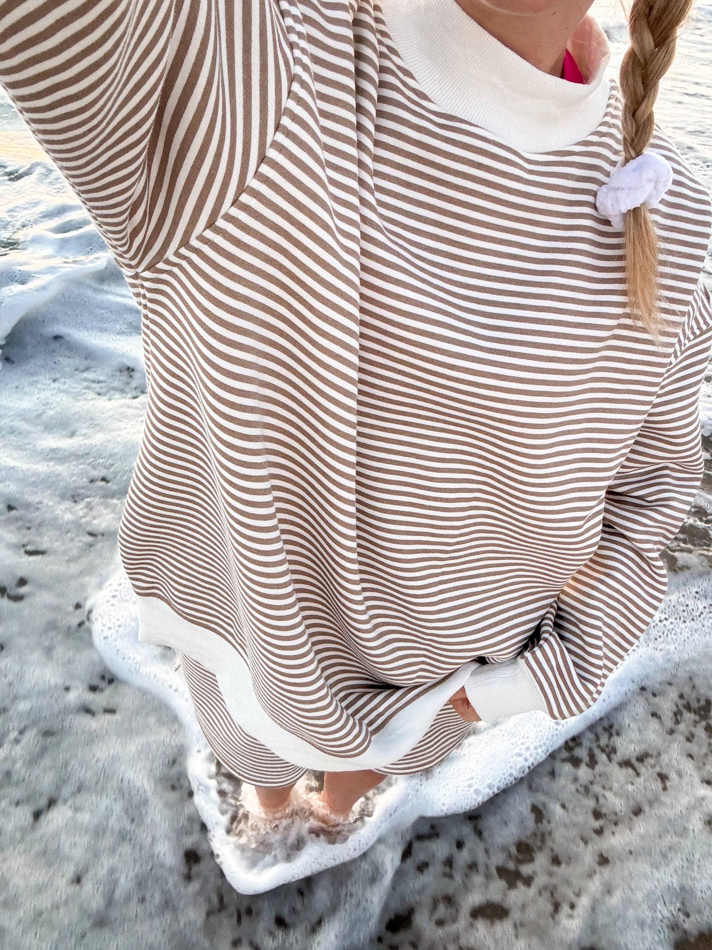 Striped Mockneck Sweatshirt