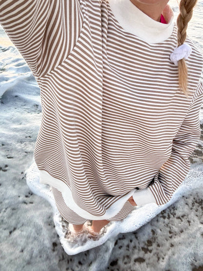 Striped Mockneck Sweatshirt