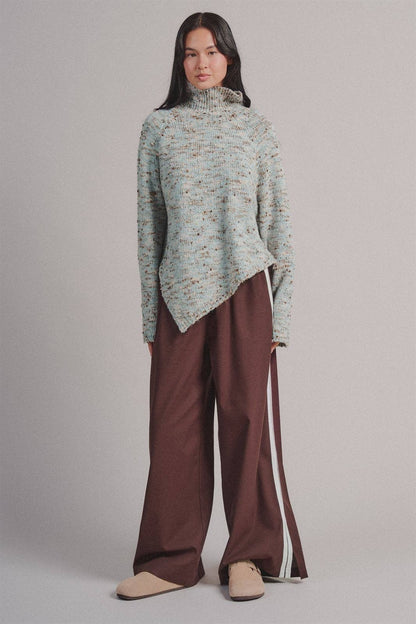 Wide Leg Side Stripe Linen Track Pant