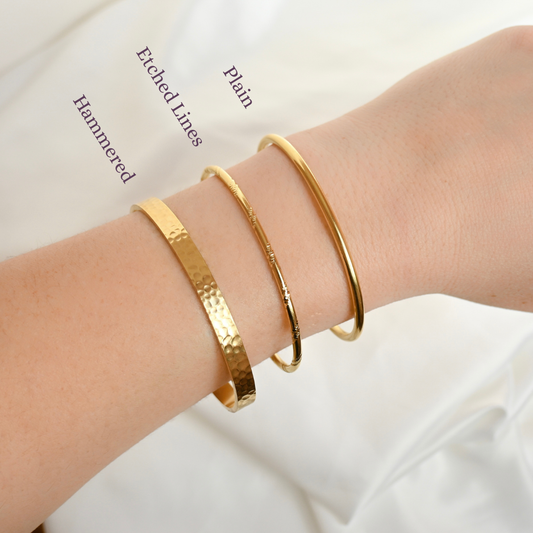 Slim Gold Cuff Bracelets - 3 piece set