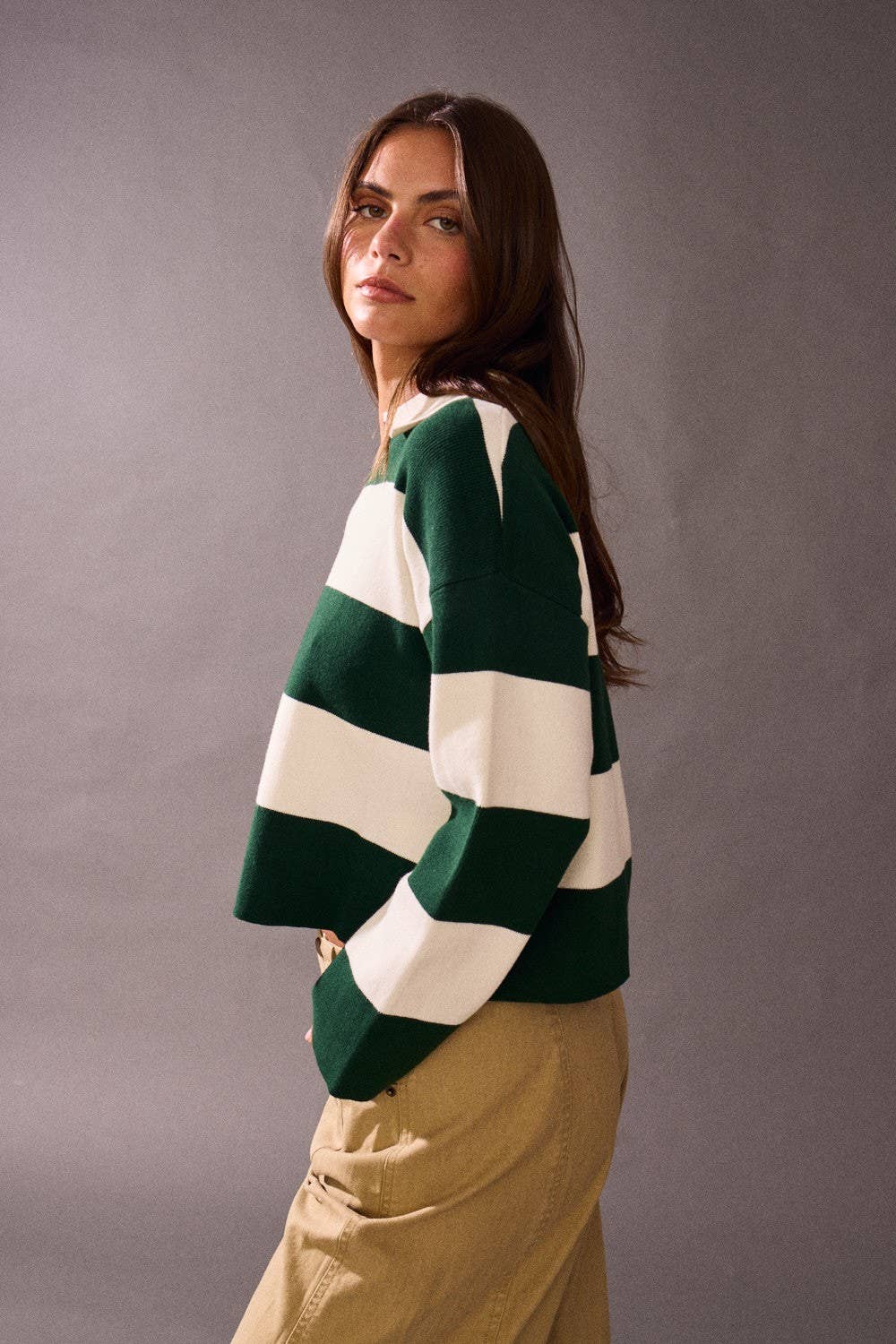 Striped Rugby Knit Top