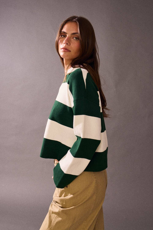 Striped Rugby Knit Top