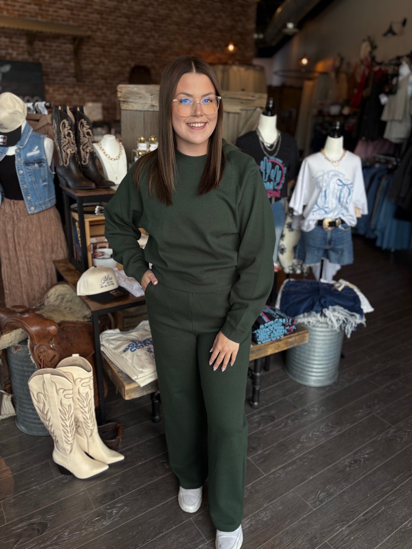 Wide Leg Waffle Pant