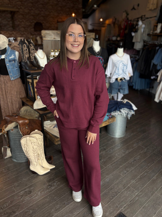 Wide Leg Waffle Pant