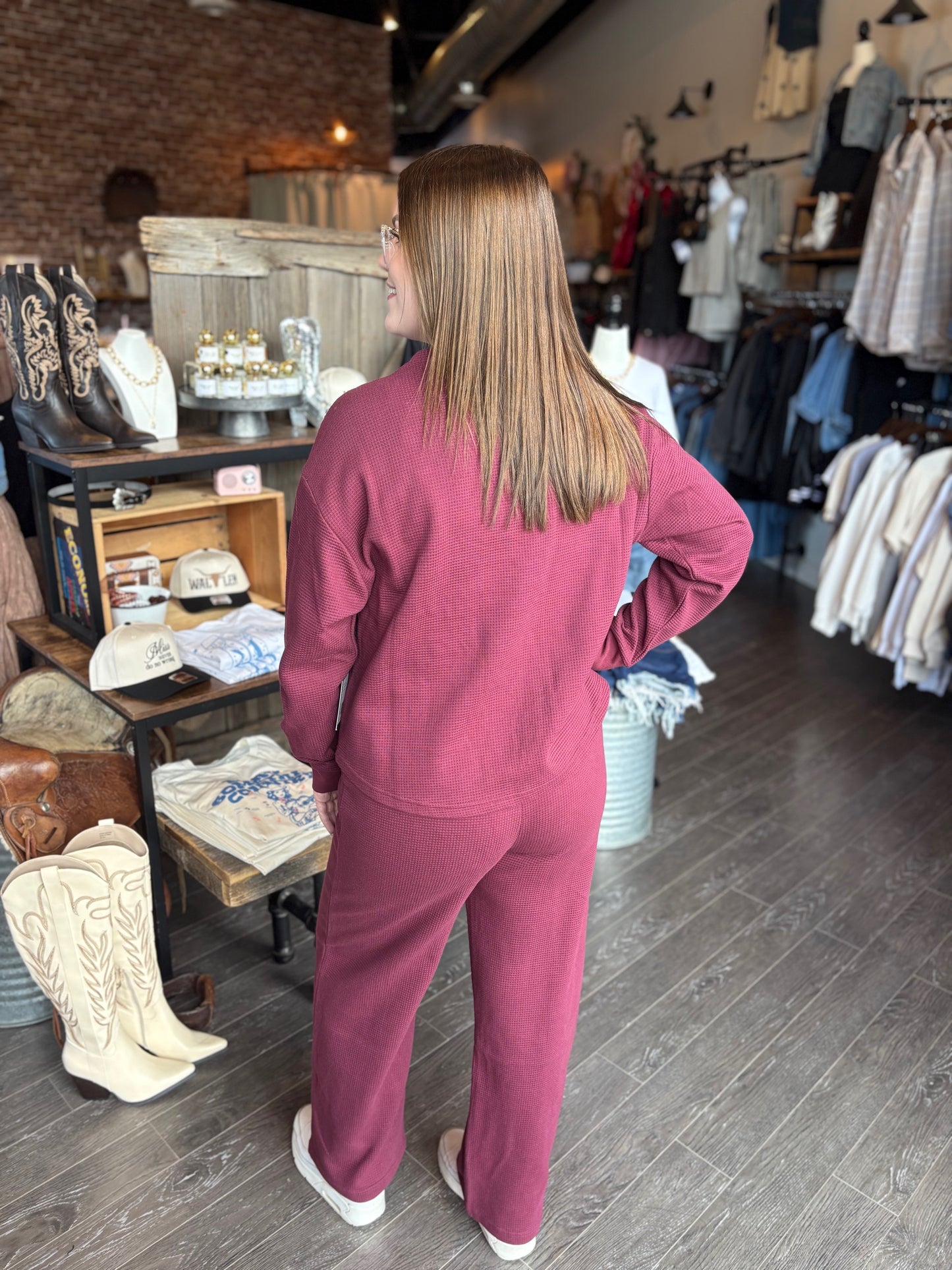 Wide Leg Waffle Pant