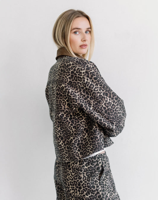 Magali Leopard Denim Jacket