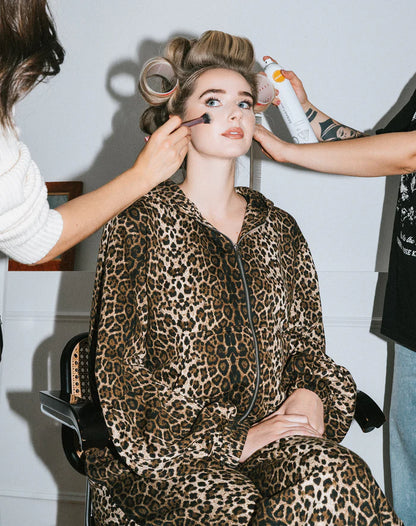 Leopard Bubble Zip Up Hoodie