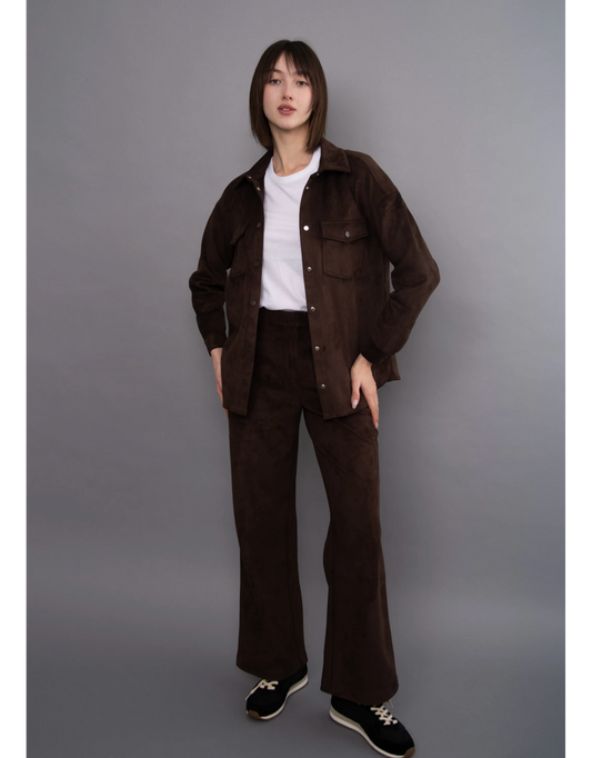 Sadina Faux Suede Button Up Shirt