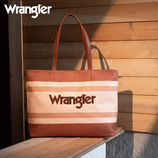 Wrangler Aztec Pattern Dual Sided Print Canvas Tote Bag - Brown